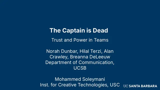 Title slide: The Captain is Dead, trust and power in teams